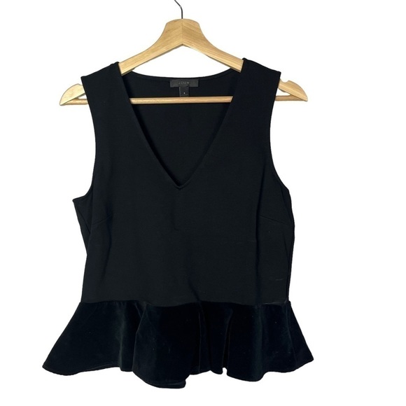 J. Crew Black Velvet Peplum Hem Tank Top S - Picture 2 of 4